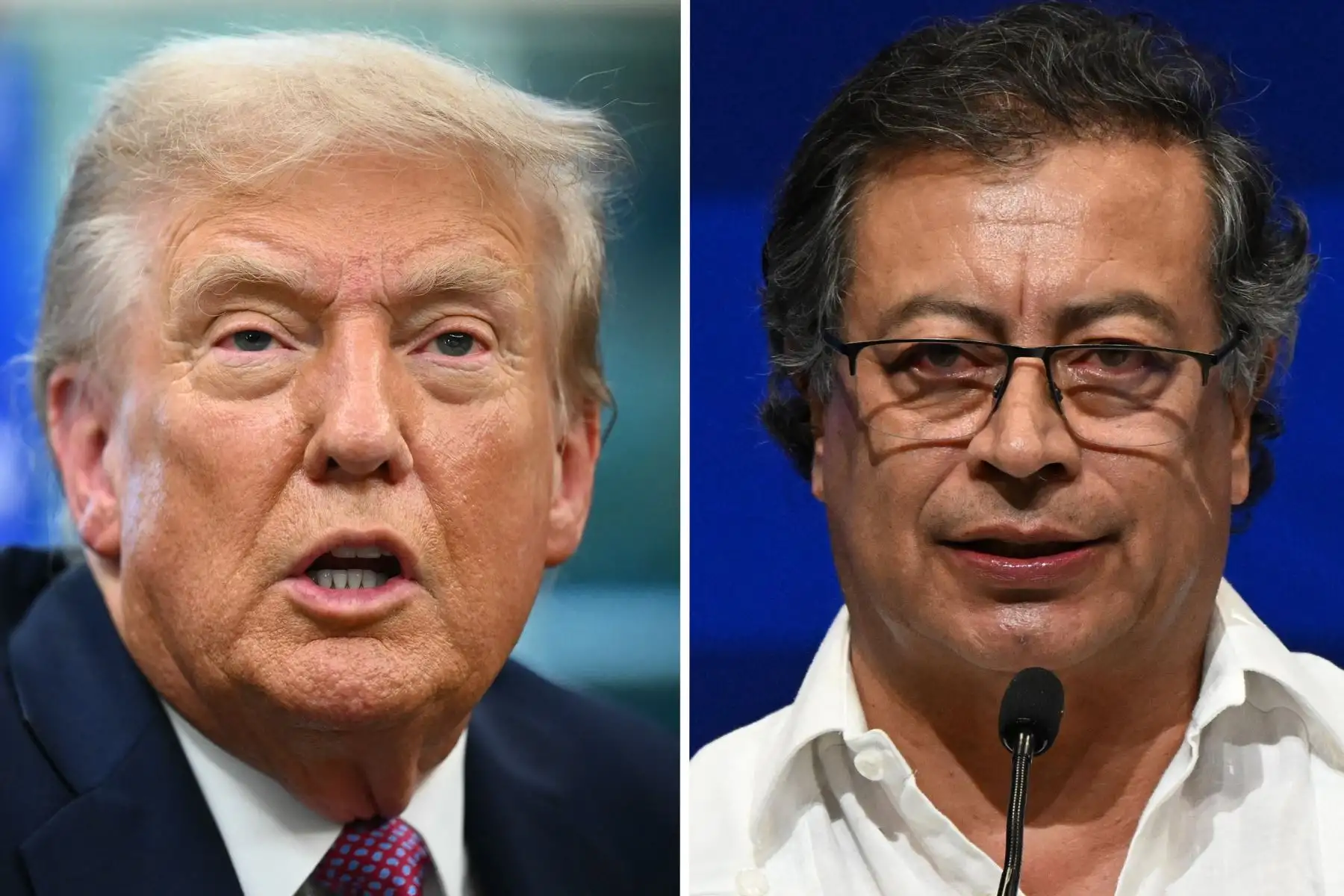 Presidentes Donald Trump (Estados Unidos) y Gustavo Petro (Colombia). Fotos: AFP.