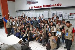 Comunicadores salesianos de distintas regiones visitaron hoy la sede de Editora Perú. Foto: ANDINA/Daniel Bracamonte