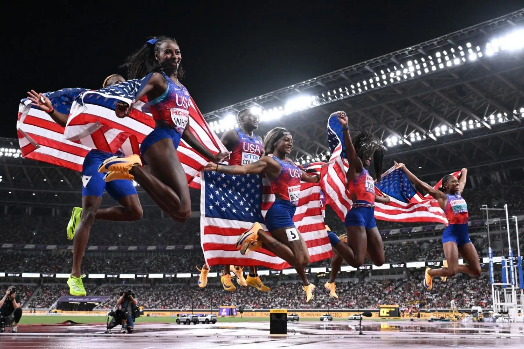 Los estadounidenses Noah Lyles, Kayla White, Christian Coleman, Sha