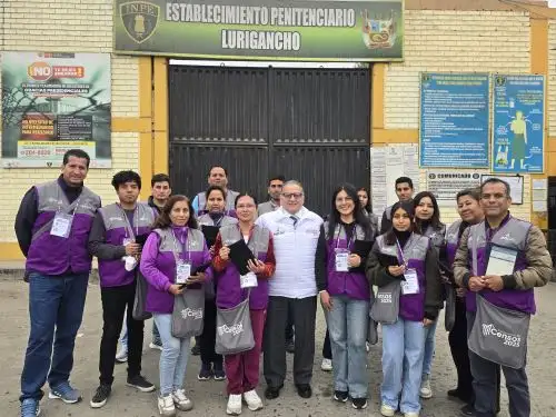 Jefe del INEI, Gaspar Morán encabezó el inicio del Censo de Viviendas Colectivas en el Establecimiento Penitenciario de Lurigancho, acompañado por el viceministro de Justicia, Jesús Baldeón Vásquez, y el jefe del INPE, Iván Paredes Yataco. Foto: ANDINA/Difusión