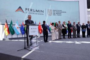 Ministro de Energía y Minas, Jorge Montero, en inauguración de PERUMIN 2025 en Arequipa. Foto: Cortesía.