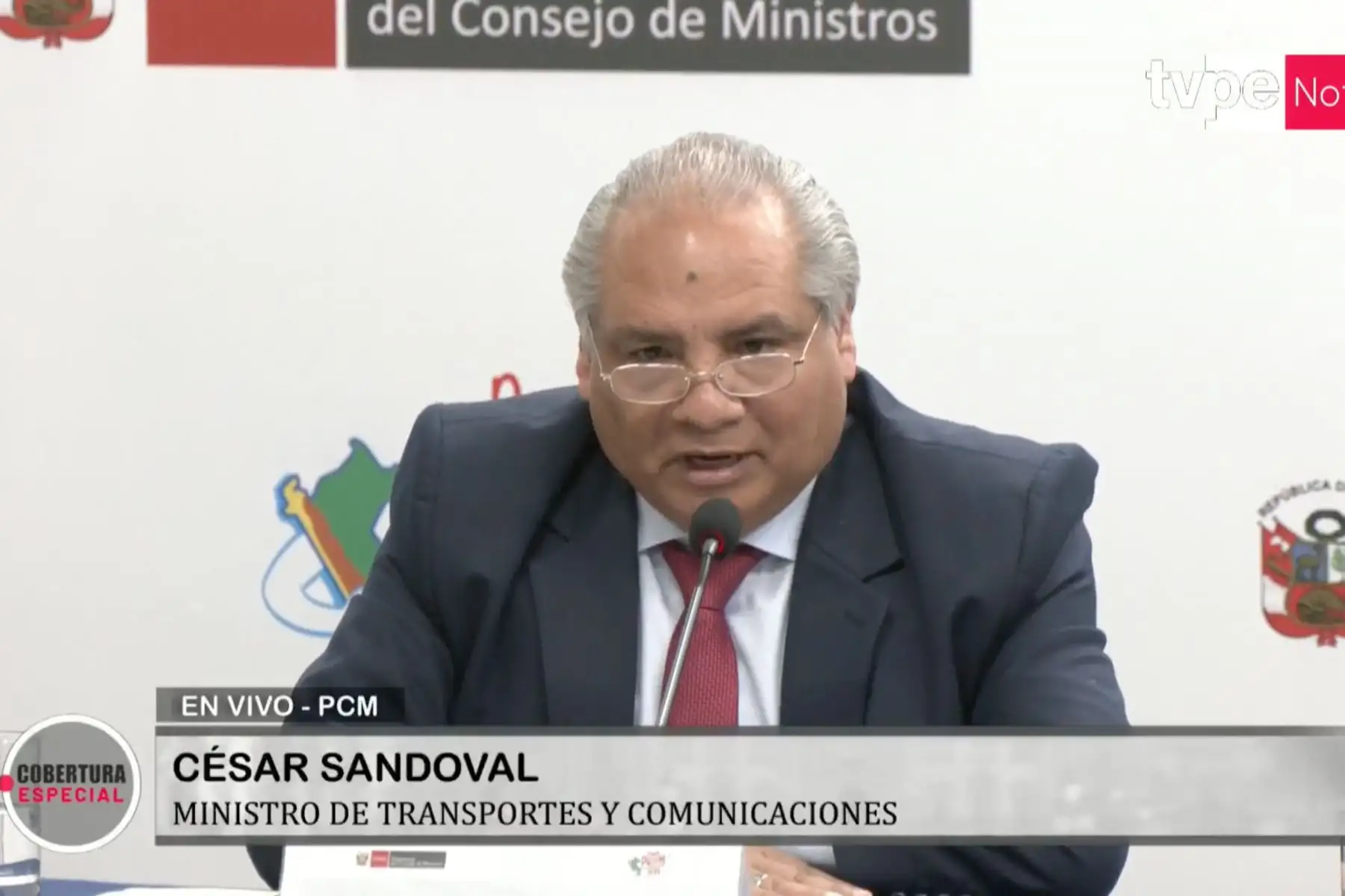 Ministro de Transporte y Comunicaciones, César Sandoval. Captura TV
