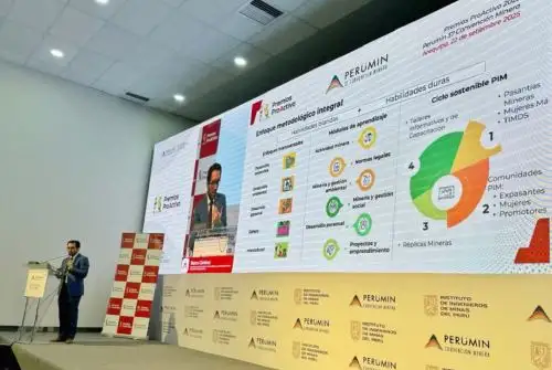 Presentación del Programa de Integración Minera (PIM) del Ministerio de Energía y Minas (Minem) en la feria Perumin 2025 en Arequipa. Foto: Cortesía.