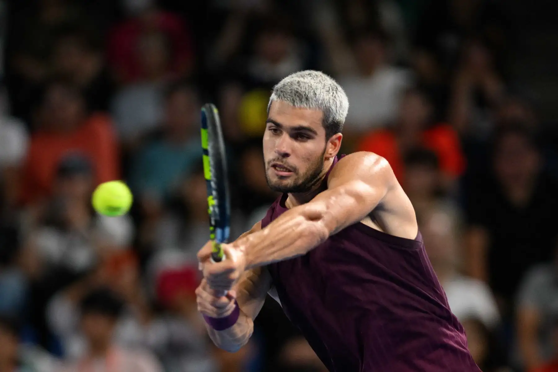 Pese a que volvió a jugar con el tobillo izquierdo vendado desde que sufrió un problema en su primer partido en Tokio contra el argentino Sebastián Báez, el español no pareció en ningún momento que sufriera molestia alguna. Foto: AFP