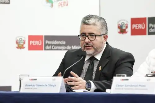 El ministro de Cultura, Fabricio Valencia, participó en conferencia de prensa ofrecida en la PCM. Foto: ANDINA/Difusión