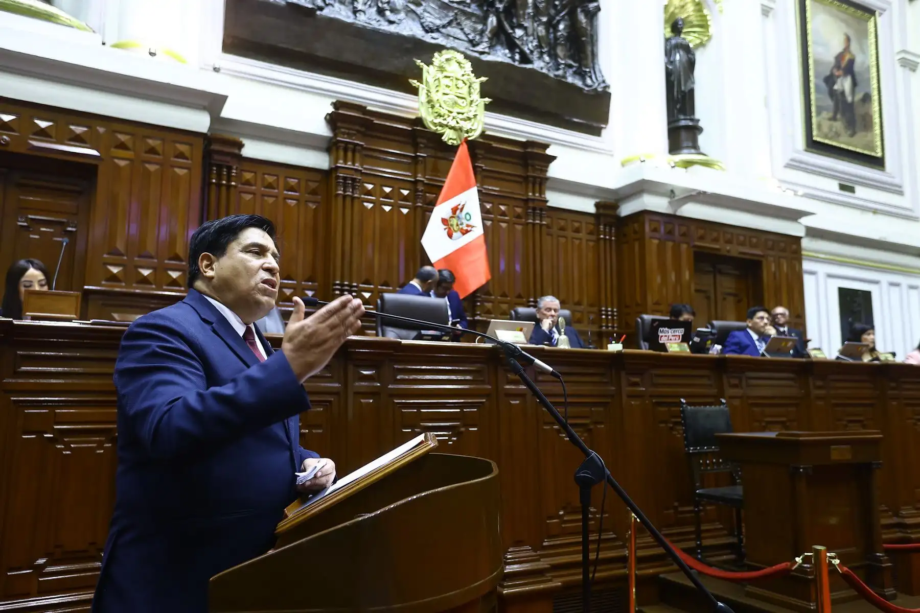 Ministro del Interior, Vicente Tiburcio, se presenta ante el pleno del congreso tras los acontecimientos ocurridos en la marcha de ayer. Foto: ANDINA/Difusión