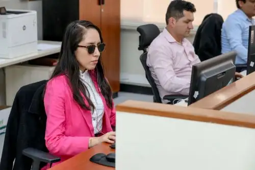 Iris Lavi Zambrano se convierte en la primera mujer y persona con discapacidad visual en trabajar en el Tribunal Constitucional. Foto: ANDINA/Difusión