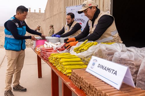 Dinamita, anfo y otros materiales peligrosos salieron definitivamente del mercado tras un proceso controlado por el Ejército y técnicos internacionales. Foto: ANDINA/Difusión
