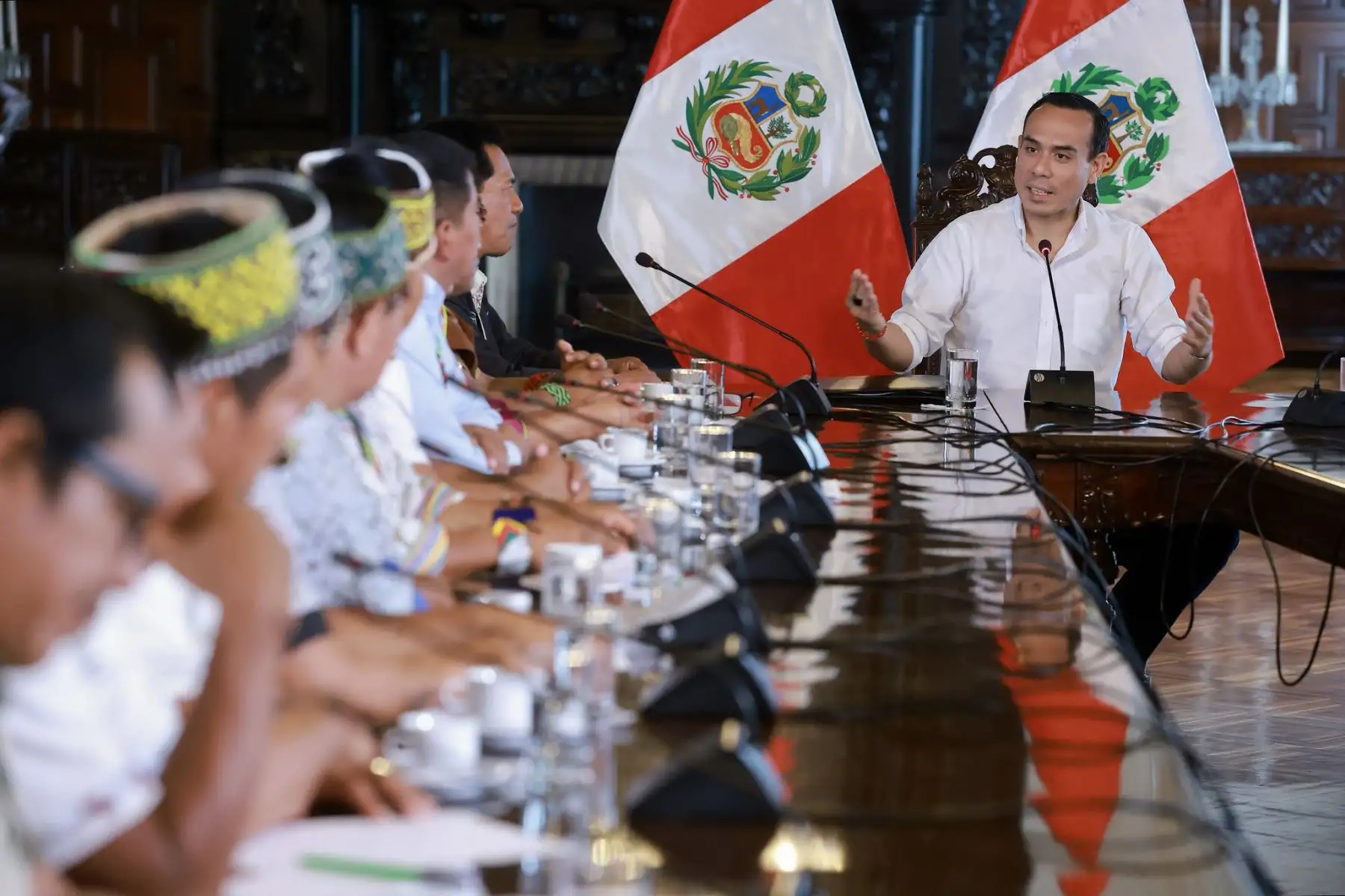 Presidente José Jerí Oré lideró reunión con representantes de comunidades nativas de la Amazonía.
Foto: ANDINA/Prensa Presidencia