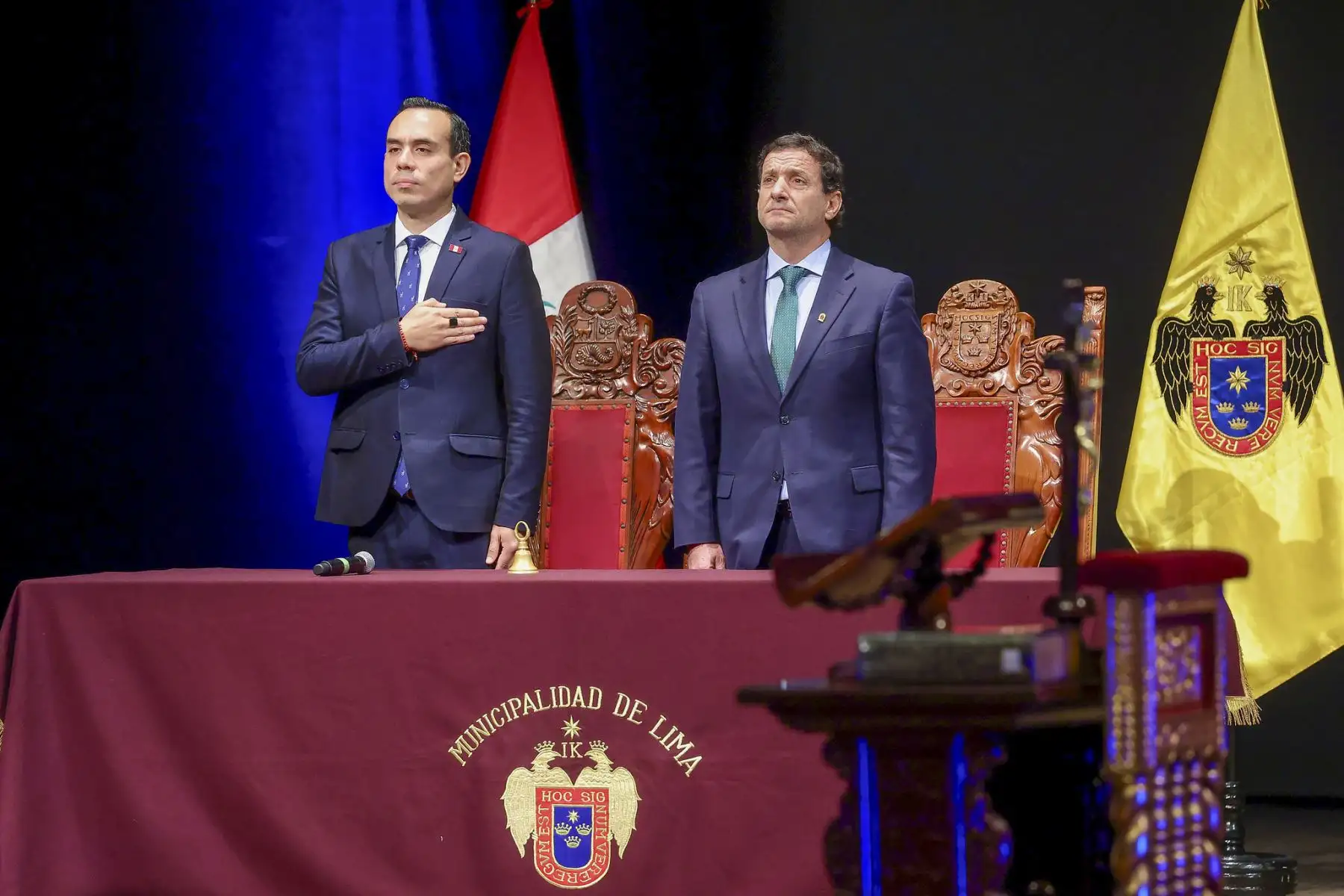 El presidente de la república, José Jerí, participa en la ceremonia de juramentación de Renzo Reggiardo como alcalde metropolitano de Lima.
Foto: ANDINA/Prensa Presidencia