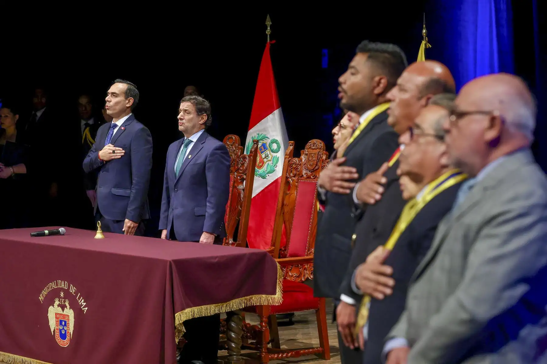 El presidente de la república, José Jerí, participa en la ceremonia de juramentación de Renzo Reggiardo como alcalde metropolitano de Lima.
Foto: ANDINA/Prensa Presidencia