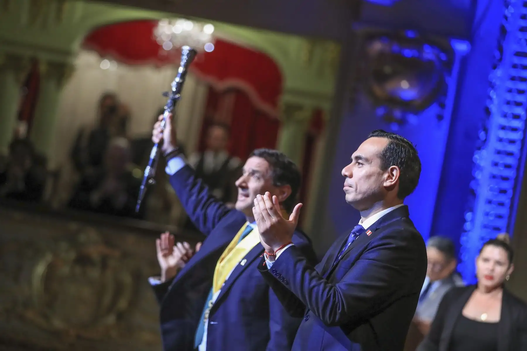 El presidente de la república, José Jerí, participa en la ceremonia de juramentación de Renzo Reggiardo como alcalde metropolitano de Lima.
Foto: ANDINA/Prensa Presidencia