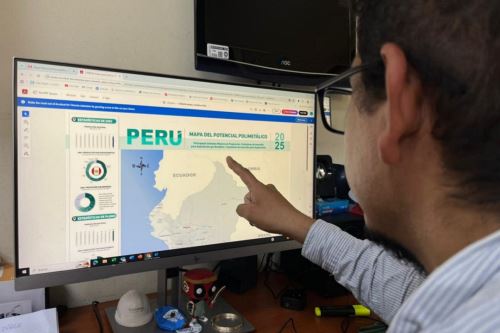 The new Polymetallic Potential Map of Peru, a technical tool that identifies and highlights areas with the greatest presence of various metals of economic interest, such as zinc, lead, silver, and other associated minerals. Photo: Courtesy.
