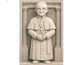 El artesano lambayecano Ruperto Millones Neciosup esculpen en piedra una imponente miniescultura del papa León XIV gracias a un innovador proceso que incluyó la inteligencia artificial. ANDINA/Difusión