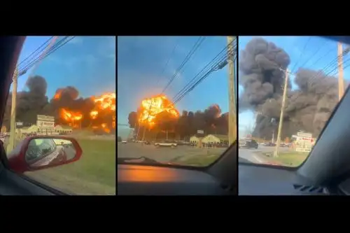 Capturas de pantalla de videos difundidos en redes sociales sobre el accidente en Kentucky. Fotos: X.