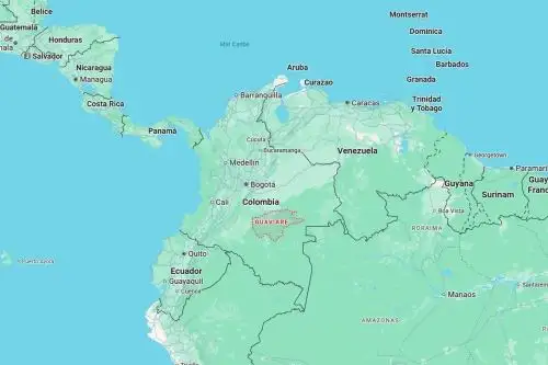 Mapa de localización de la provincia de Guaviare, en Colombia. Imagen: Google Maps