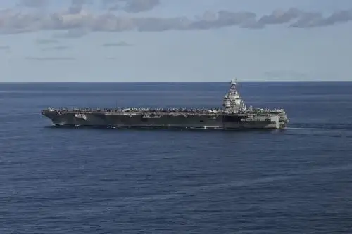 Imagen general del portaviones USS Gerald Ford de Estados Unidos. Foto: AFP.