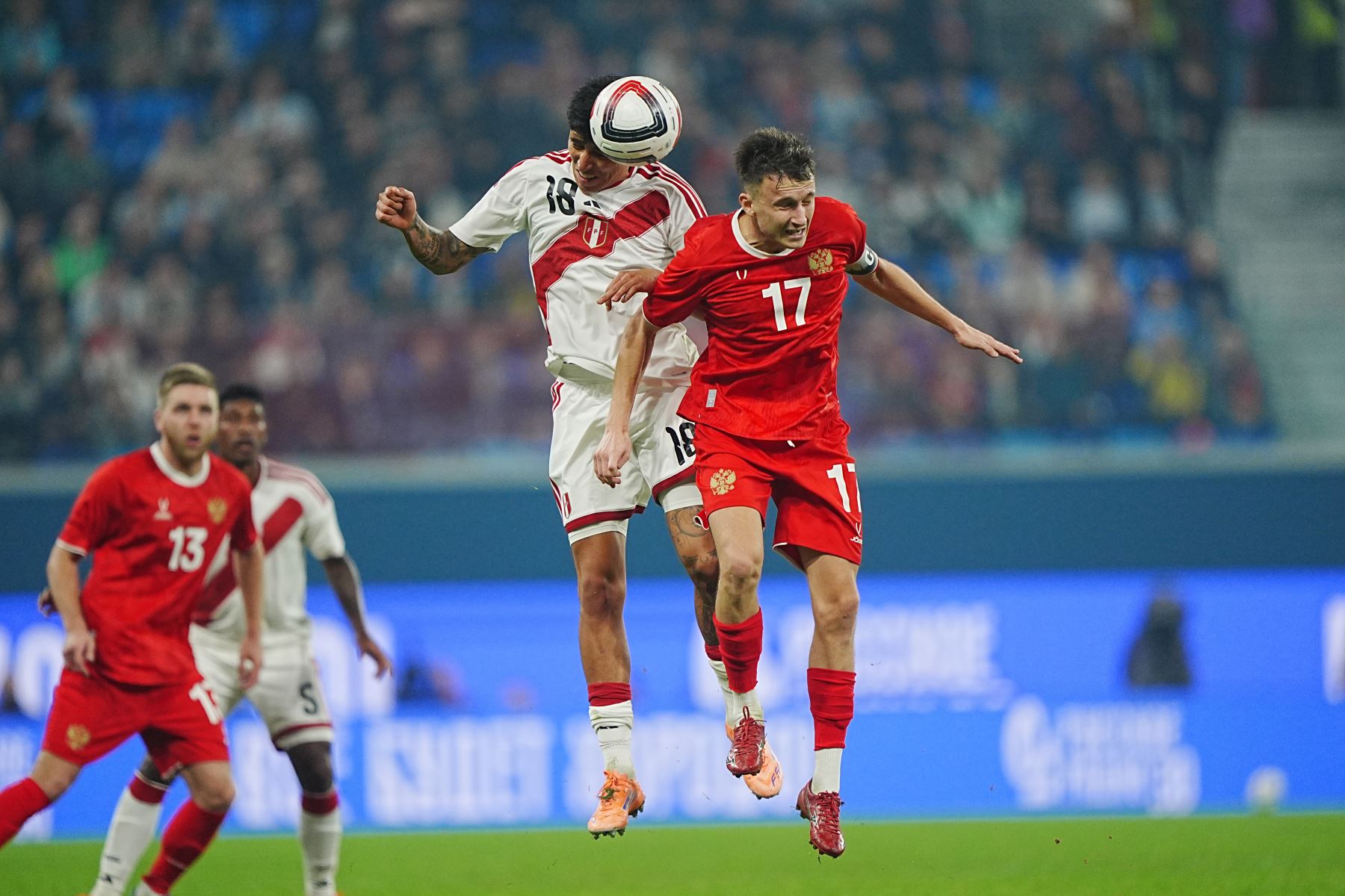 La selección peruana igualó 1-1 ante Rusia en el imponente Gazprom Arena de San Petersburgo. . Foto: ANDINA/Difusión FPF