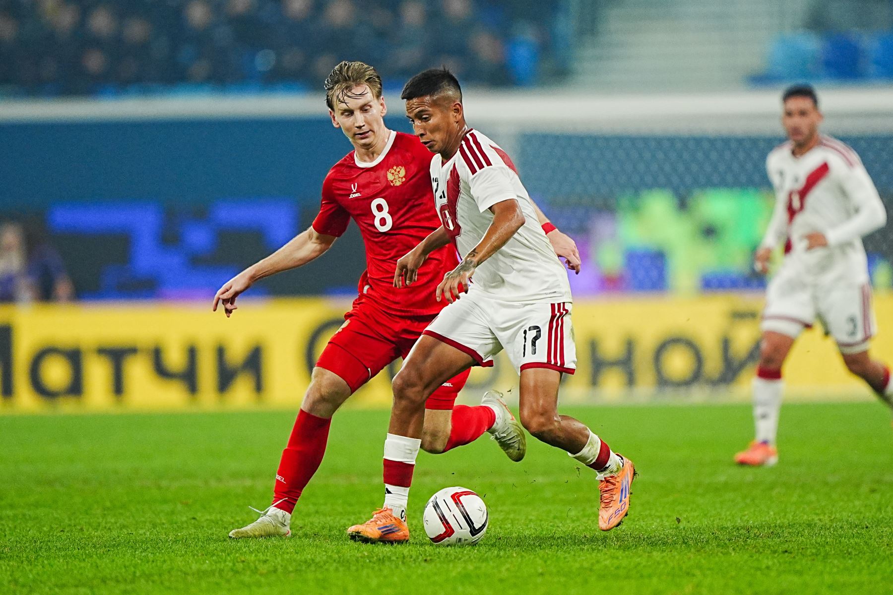 La selección peruana igualó 1-1 ante Rusia en el imponente Gazprom Arena de San Petersburgo.  Foto: ANDINA/Difusión FPF