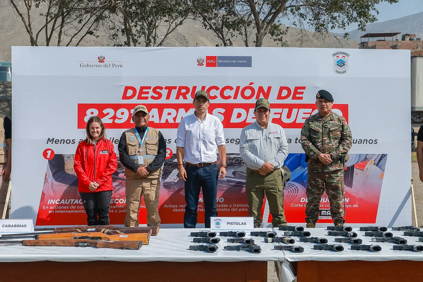 Presidente José Jerí verificó destrucción de más de 8,200 armas incautadas a la delincuencia. Foto: ANDINA/Prensa Presidencia