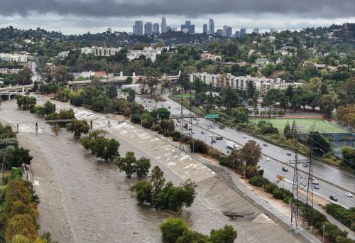 Foto panorámica de inundaciones en California. Foto: AFP
