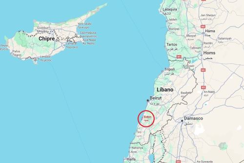 Mapa de localización de la ciudad de Sidón en el Líbano. Imagen: Google Maps.