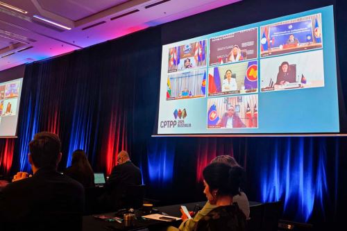 Ministra de Comercio Exterior y Turismo, Teresa Mera, participó en diversas reuniones en el marco de la comisión del CPTPP, que se desarrolla en Melbourne, Australia. Foto: ANDINA/difusión.