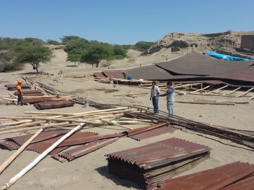 Mincul ejecuta labores de protección arqueológica en Huaca Los Frisos. Foto: ANDINA/Difusión