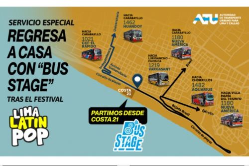 ATU amplía rutas del Bus Stage para facilitar retorno tras shows en Costa 21. Foto. Difusión