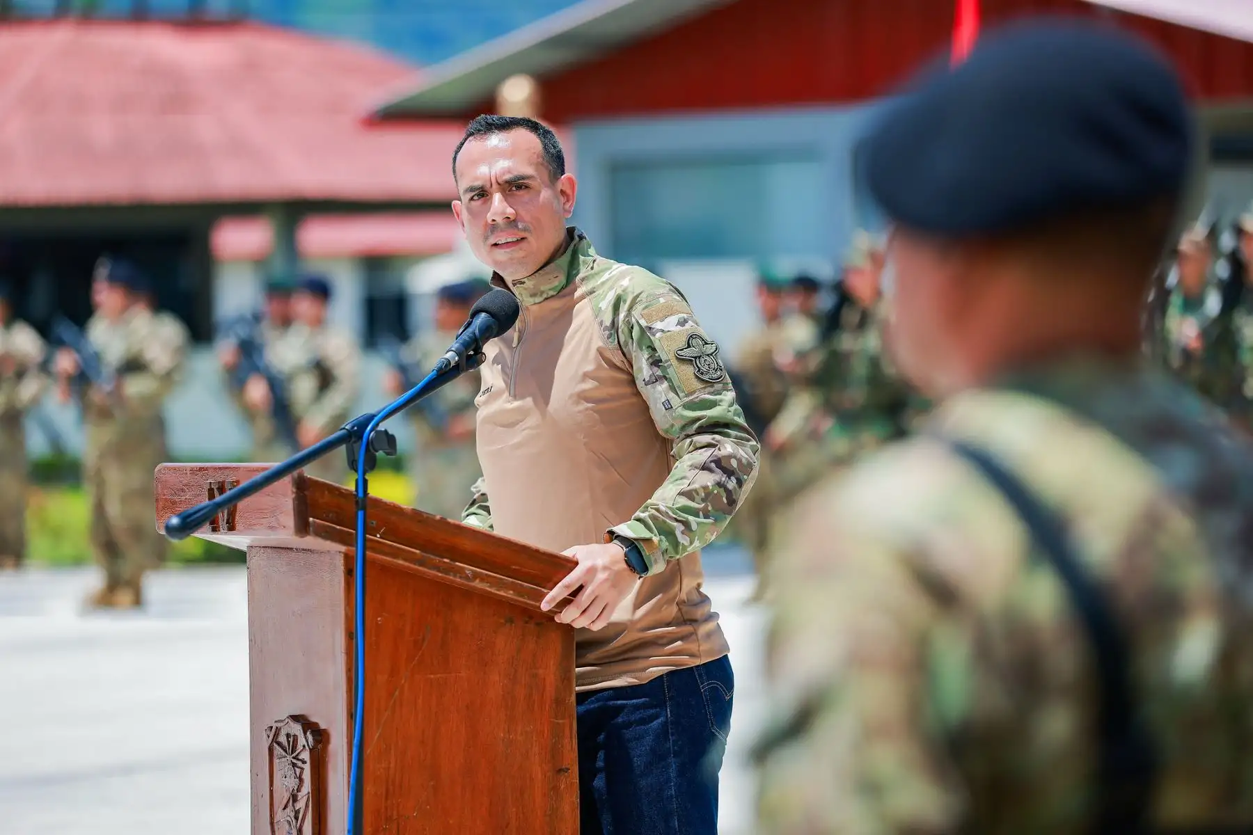 El presidente José Jerí llegó a la sede del Comando Especial del Vraem (CE-VRAEM), en Pichari, Cusco. Foto: ANDINA/Prensa Presidencia