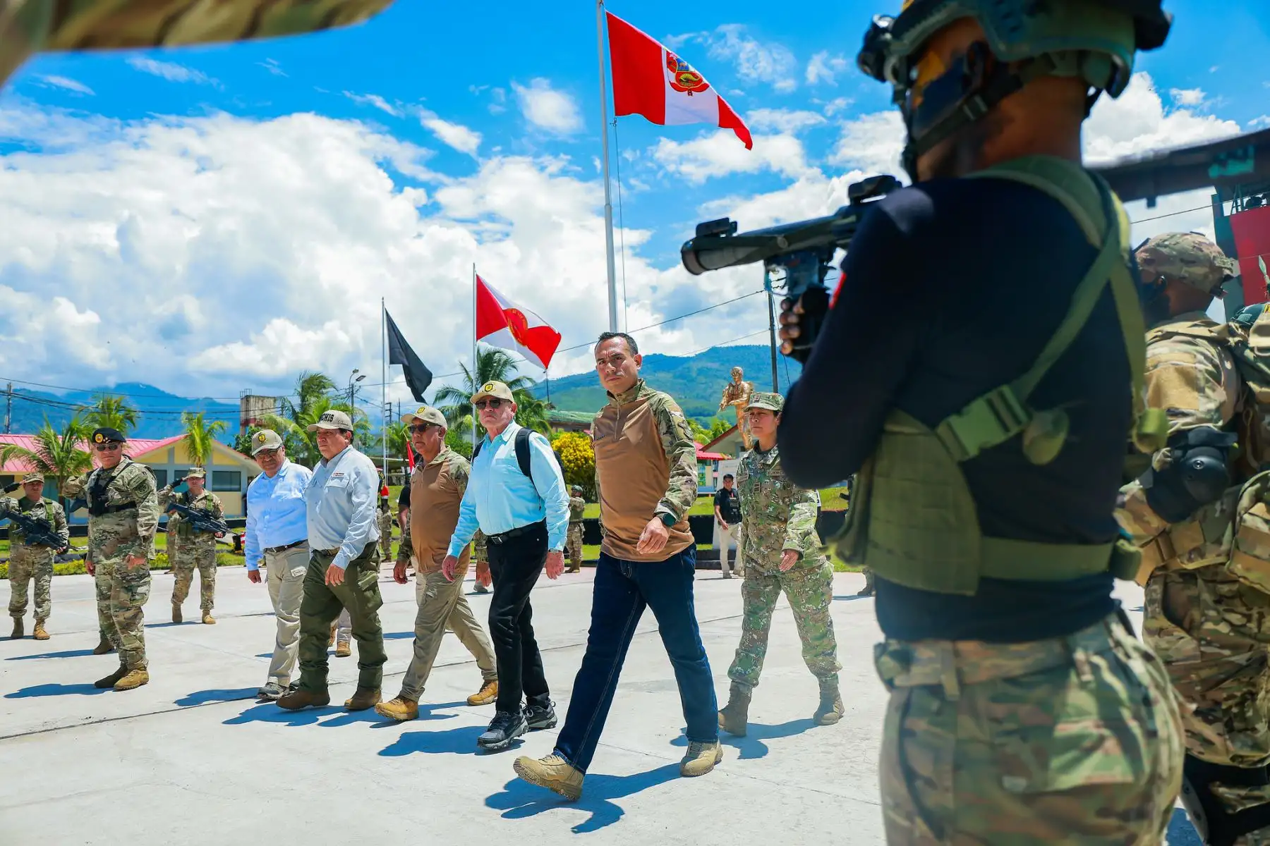 El presidente José Jerí llegó a la sede del Comando Especial del Vraem (CE-VRAEM), en Pichari, Cusco. Foto: ANDINA/Prensa Presidencia