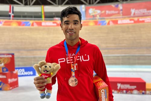 Hugo Ruiz Calle logró la medalla de bronce en ciclismo en los Juegos Bolivarianos Ayacucho-Lima 2025.Foto: ANDINA/Marcelo Eslava