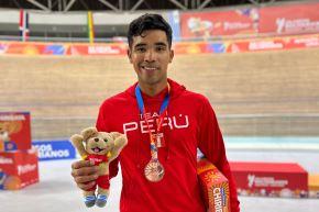 Hugo Ruiz Calle logró la medalla de bronce en ciclismo en los Juegos Bolivarianos Ayacucho-Lima 2025.Foto: ANDINA/Marcelo Eslava 