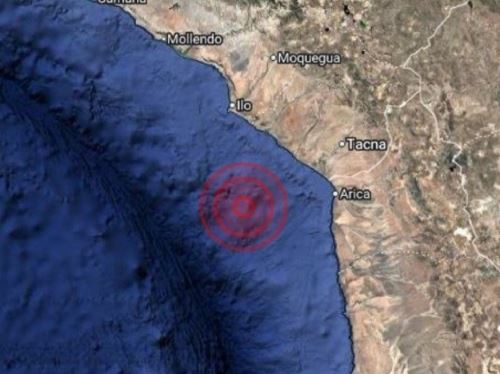 El epicentro del temblor de magnitud 4.2 se localizó en el océano Pacífico, a más de 100 kilómetros de la ciudad de Ilo, en Moquegua.