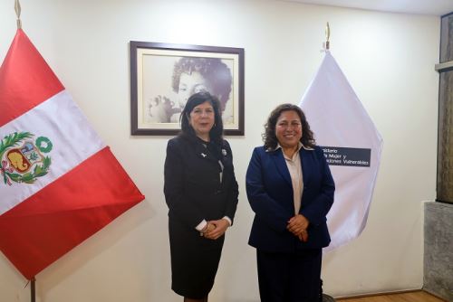Presidenta del Poder Judicial, Janet Tello Gilardi, se reunió con la ministra de la Mujer y Poblaciones Vulnerables (MIMP), Sandra Gutiérrez Cuba.