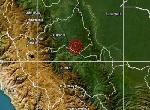 Un temblor de magnitud 3.6 se registró esta tarde en el distrito de Puerto Bermúdez, en la provincia de Oxapampa, región Pasco.