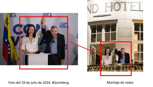 Esta es la imagen de los opositores venezolanos que circula en plataformas sociales y ha sido catalogada "montaje". Foto: ANDINA/Redes sociales