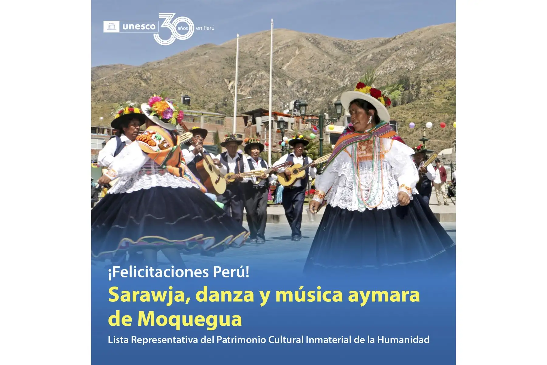 El Sarawja, el género musical y danza de origen aimara de Moquegua, fue declarada hoy Patrimonio Cultural de la Humanidad por el Comité del Patrimonio Inmaterial de la Unesco. Foto: ANDINA/Difusión