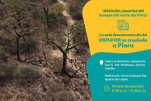 Aviso de Osinfor sobre reubicación de sede desconcentrada en el norte del país. Foto: Difusión.