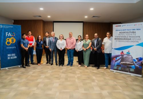 Sanipes, FAO y Corea del Sur lanzan plataforma que anticipa riesgos sanitarios en la acuicultura de langostinos en la región Tumbes.