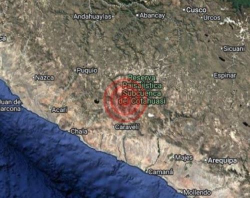 Un temblor de magnitud 3.9 se registró esta madrugada al sur de la región Ayacucho.