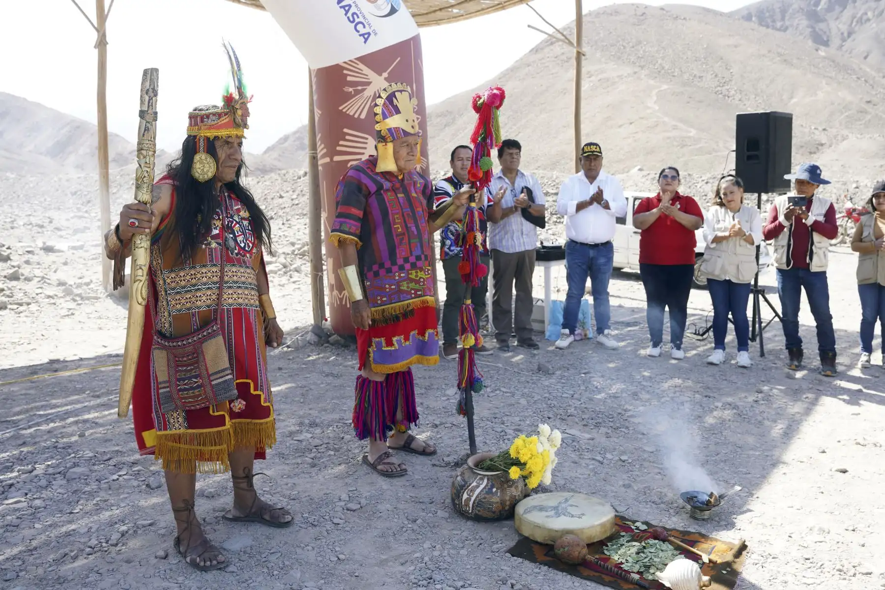 El alcalde provincial de Nasca, Jorge Bravo Quispe, destacó la responsabilidad de la población local en la preservación de este legado ancestral. Foto: Genry Bautista