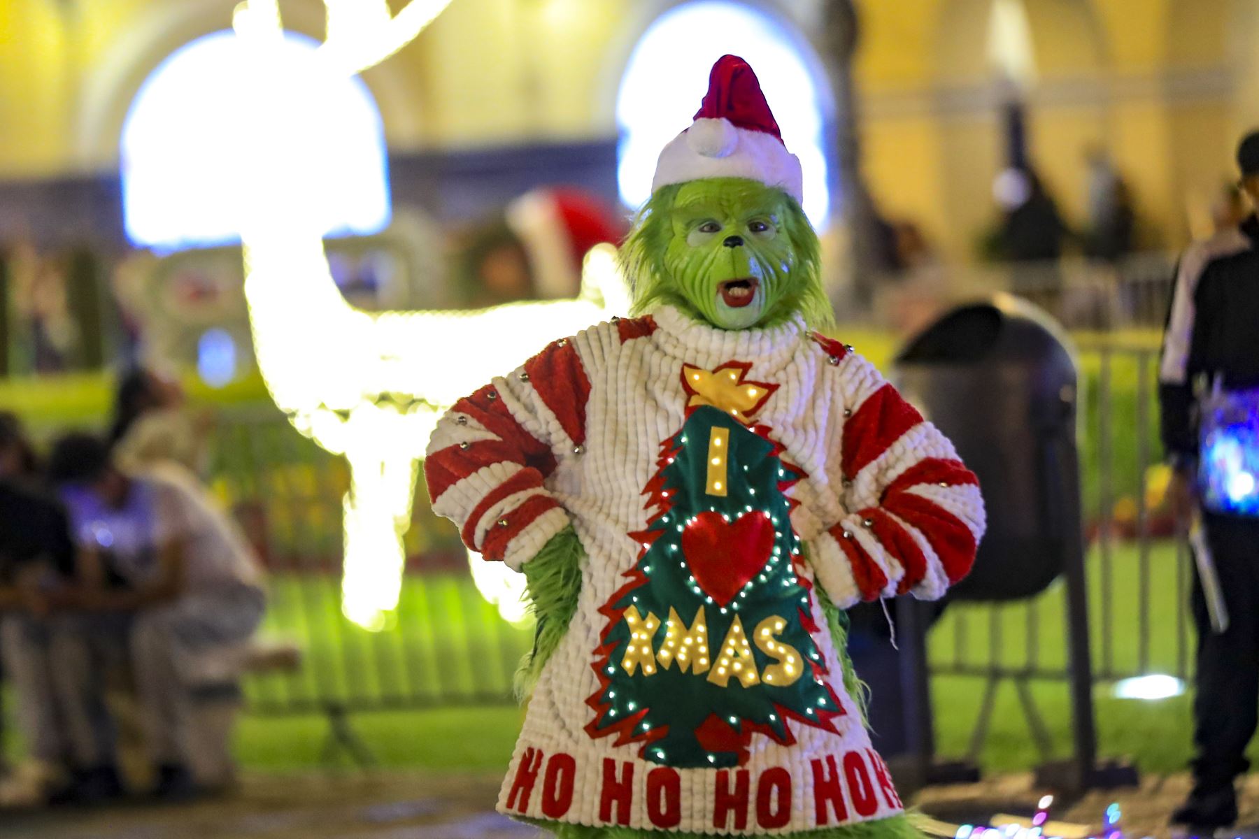 Los arreglos navideños instalados en la Plaza de Armas de Lima aportan un marco festivo al corazón histórico de la ciudad, combinando tradición, ornamentación y el constante tránsito de ciudadanos y turistas. Foto: ANDINA/Ricardo Cuba