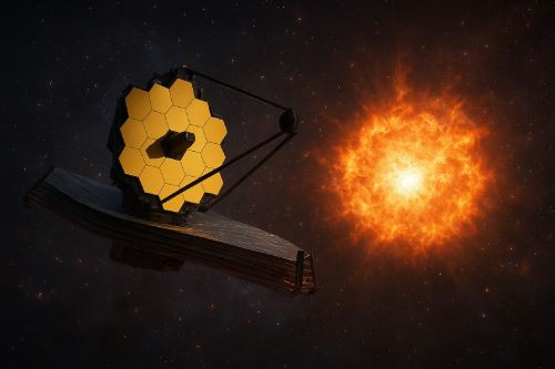 El 14 de marzo de 2025, el satélite franco-chino SVOM (Monitor Espacial de Objetos Variables Astronómicos Multibanda) detectó un estallido de rayos gamma excepcional, denominado GRB 250314A, originado en las afueras del universo. Foto: SVOM/Simulación