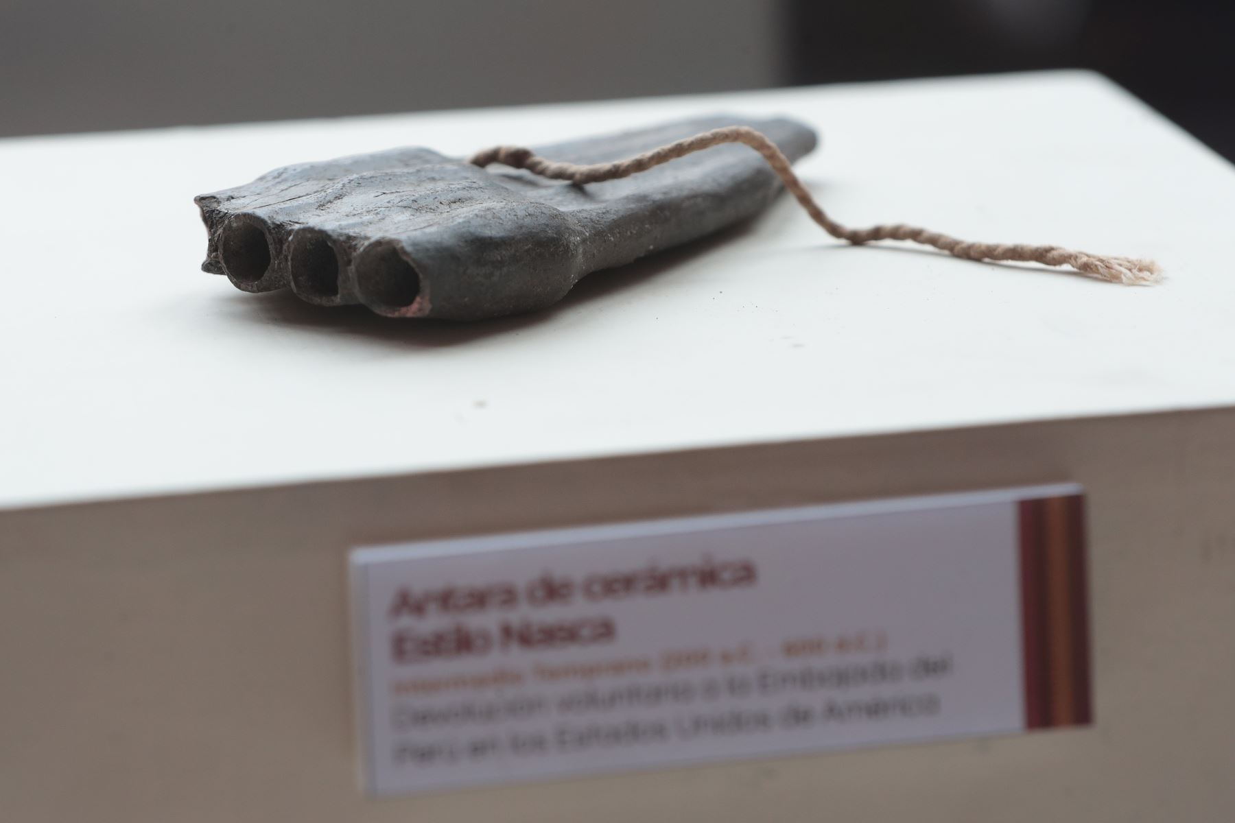 Antara de cerámica Estilo Nasca
Intermedio Temprano (200 a.C - 600 d.C), fue una devolución voluntaria a la Embajada del Perú en los Estados Unidos de America. Foto: ANDINA/Verónica Calderón Zúñiga