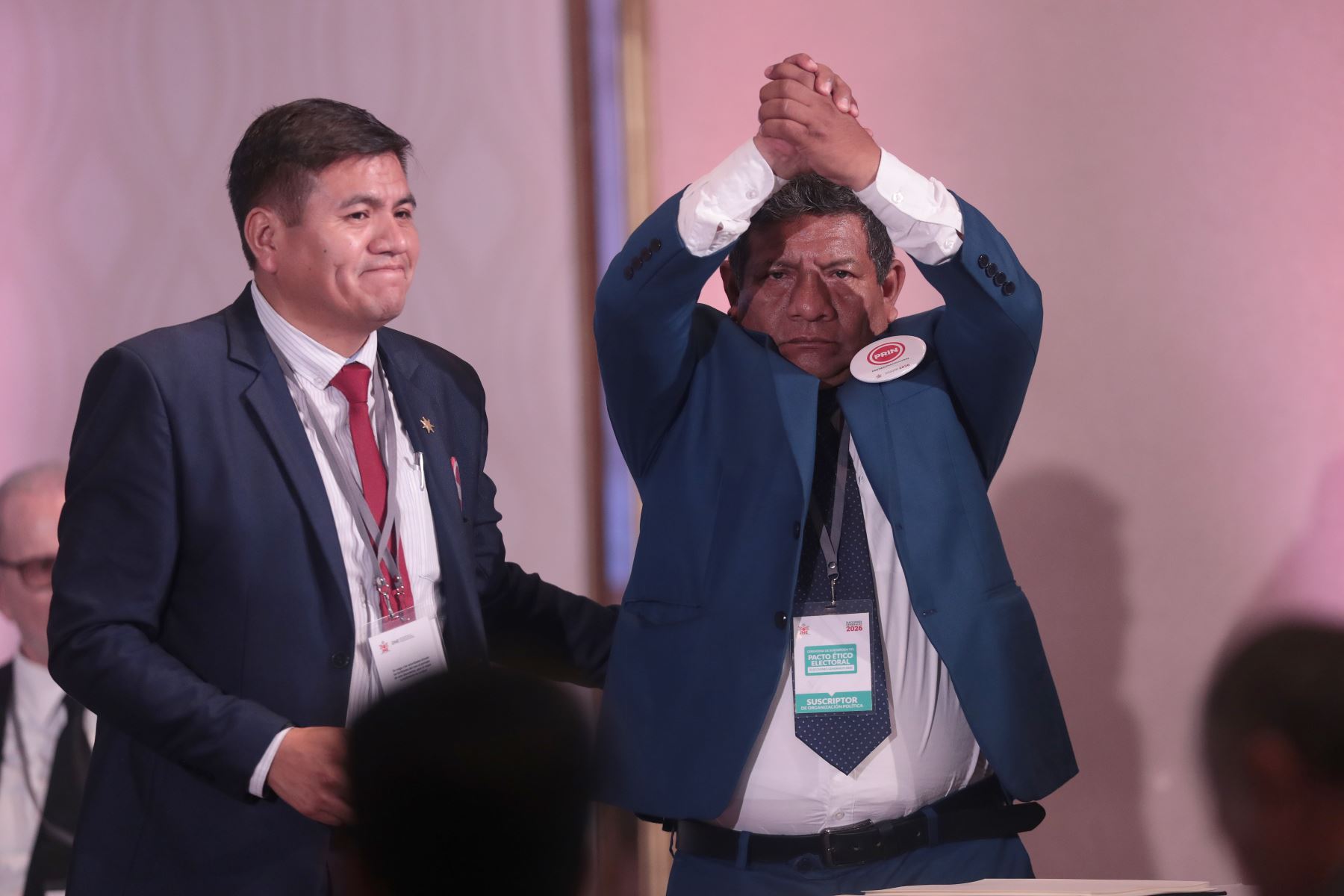 Partido político PRIN de Walter Chirinos en la suscripción del Pacto Ético Electoral organizado por el Jurado Nacional de Elecciones JNE el jueves 18 de diciembre de 2025 en el Hotel Sheraton de Lima. Foto: ANDINA/Verónica Calderón Zúñiga
