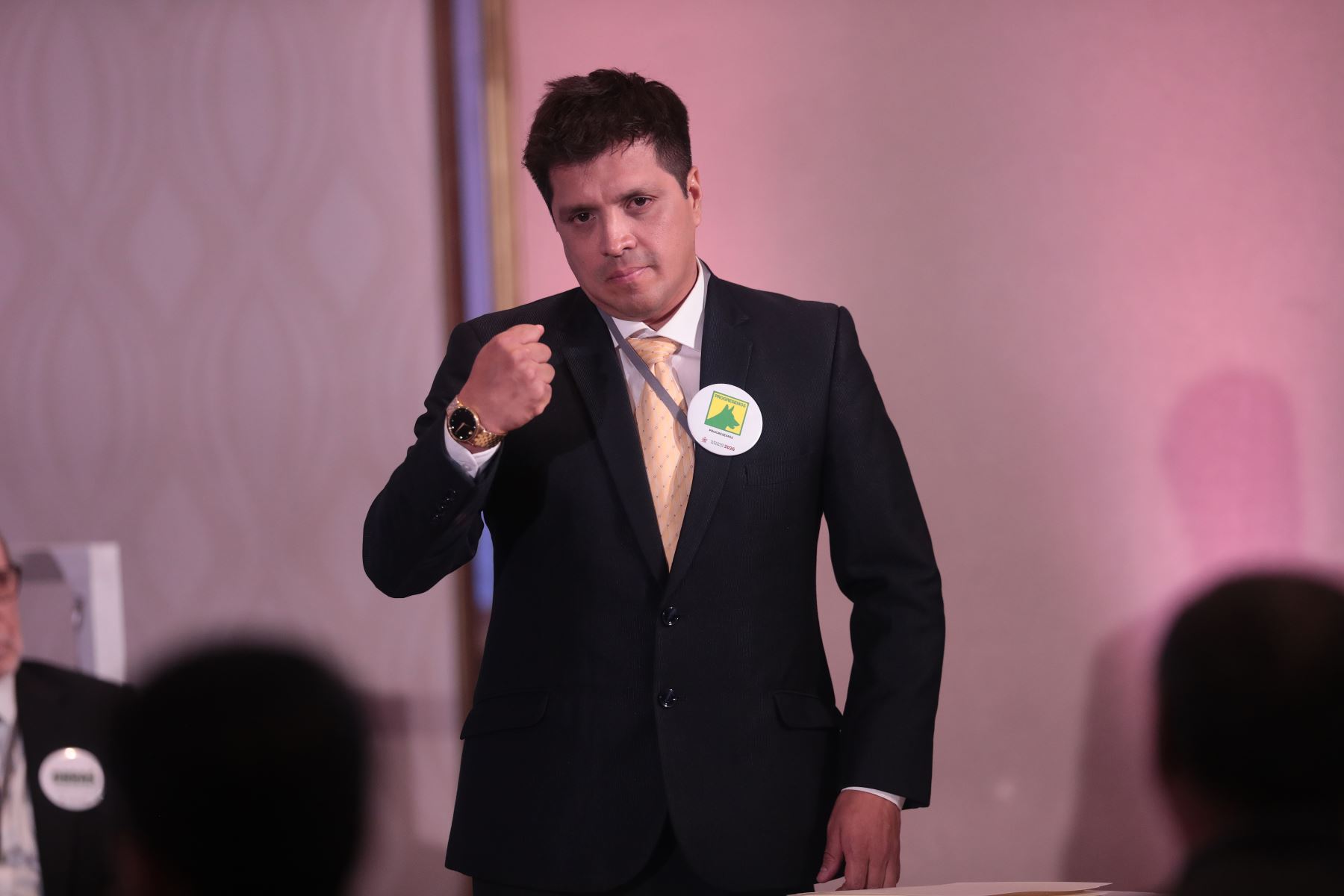 Partido político Progresemos de Paul Jaimes en la suscripción del Pacto Ético Electoral organizado por el Jurado Nacional de Elecciones JNE el jueves 18 de diciembre de 2025 en el Hotel Sheraton de Lima. Foto: ANDINA/Verónica Calderón Zúñiga