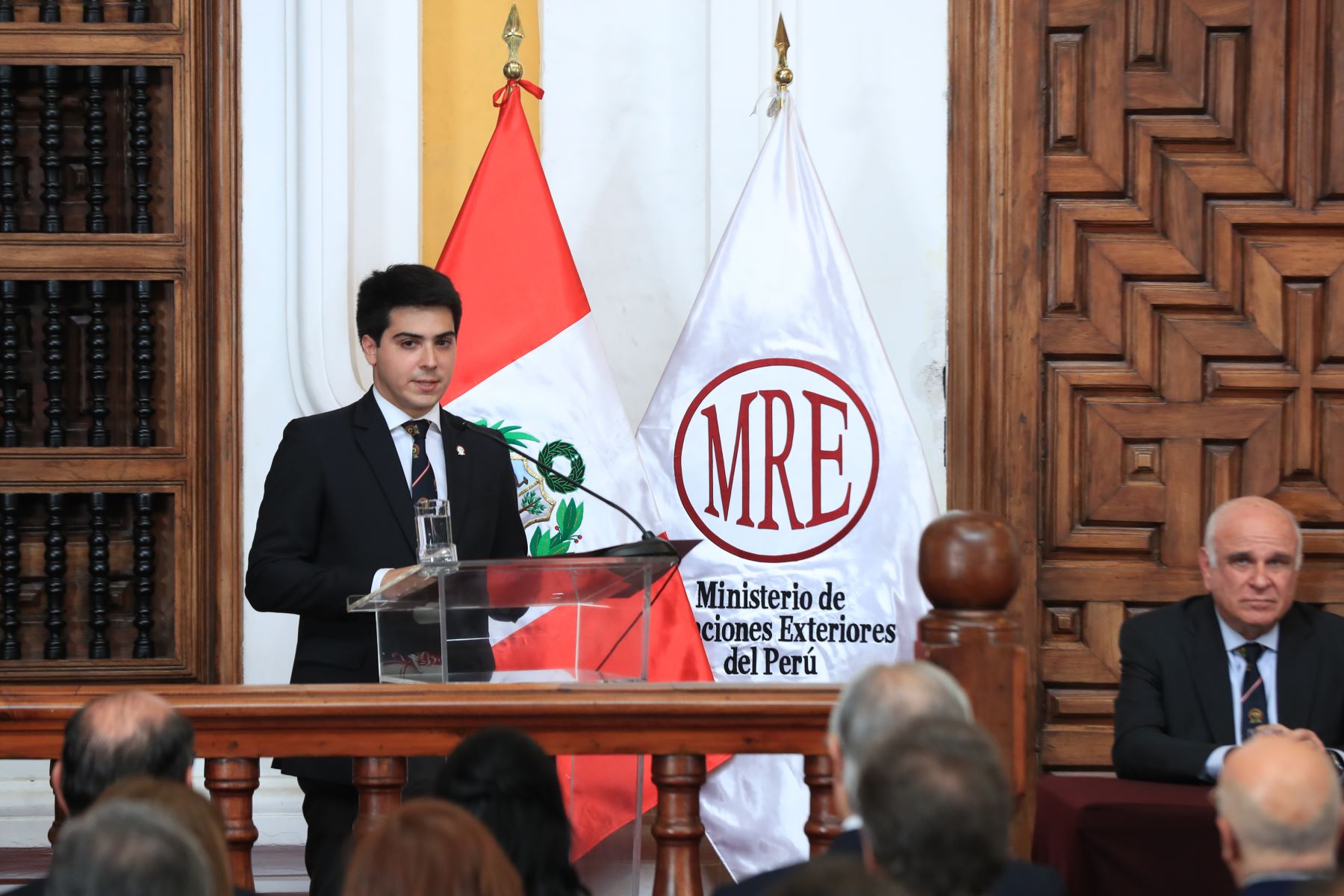 Ceremonia de clausura del Año Lectivo 2025 de la academia Diplomática del Perú Javier Pérez de Cuéllar, que se realizó en el Palacio de Torre Tagle del Ministerio de Relaciones Exteriores el jueves 18 de diciembre. Foto: ANDINA/Ricardo Cuba