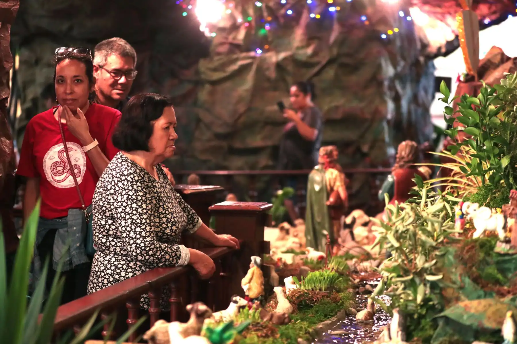 Cientos de fieles visitan el monumental nacimiento de iglesia La Merced. El nacimiento más grande Lima esta ubicado en los interiores de  la Iglesia La Merced en el Jirón de la Unión 621. Abre sus puertas de lunes a domingo de 8am a 1 pm y de 4 a 8 pm. 
Foto: ANDINA/Veronica Calderon