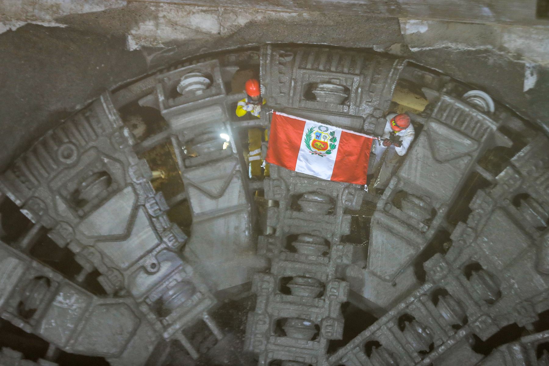 La escena representó el ingreso formal de la tuneladora a la estación San Marcos y constituyó un hito en el proceso de excavación.. Foto: ANDINA/Ricardo Cuba